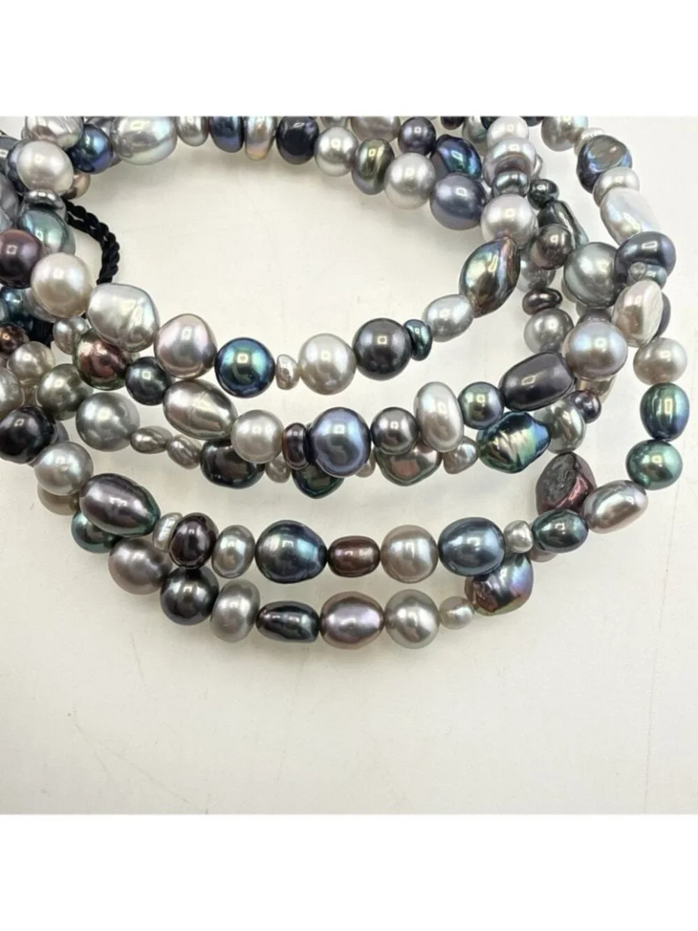 Honora Pearl Bracelet Stretch Set Lot of 5 Gray Oil Slick Multi Strands